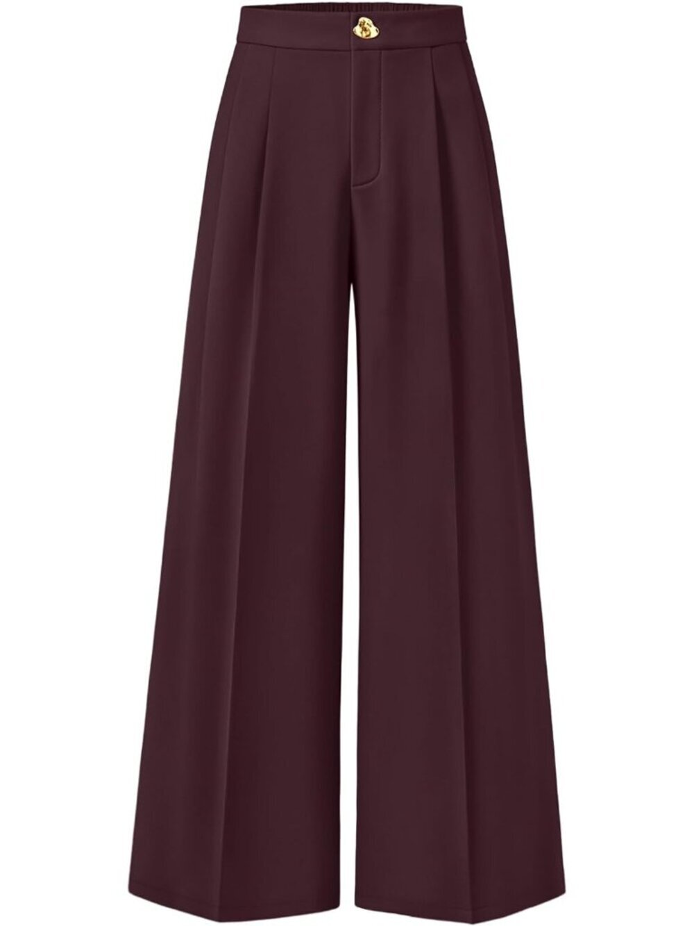 Women's Wine Wide Leg High Waisted Casual Loose Flowy Fashionable Palazzo Pants